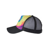 9200 Colortone Tie-Dyed 5-Panel Trucker Cap Neon Rainbow