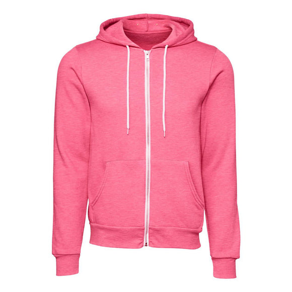 3739 BELLA + CANVAS Sponge Fleece Full-Zip Hoodie Heather Charity Pink