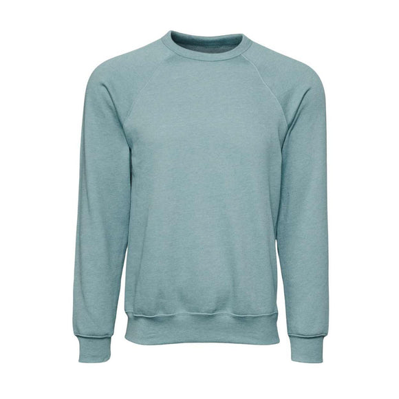 3901 BELLA + CANVAS Sponge Fleece Raglan Crewneck Sweatshirt Heather Blue Lagoon