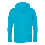 987 Gildan Softstyle® Lightweight Hooded Long Sleeve T-Shirt Caribbean Blue/ Dark Grey