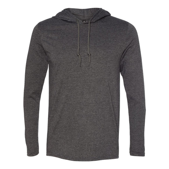 987 Gildan Softstyle® Lightweight Hooded Long Sleeve T-Shirt Dark Heather/ Dark Grey