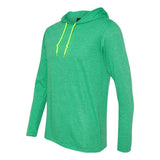 987 Gildan Softstyle® Lightweight Hooded Long Sleeve T-Shirt Heather Green/ Neon Yellow