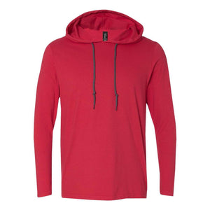 987 Gildan Softstyle® Lightweight Hooded Long Sleeve T-Shirt True Red/ Dark Grey