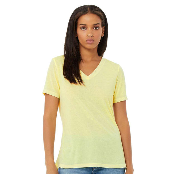 6415 BELLA + CANVAS Women's Relaxed Triblend Short Sleeve V-Neck Tee Pale Yellow Triblend