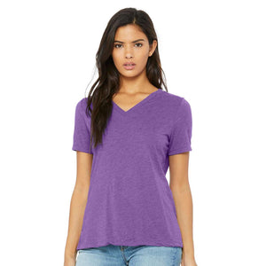 6415 BELLA + CANVAS Women's Relaxed Triblend Short Sleeve V-Neck Tee Purple Triblend