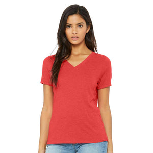 6415 BELLA + CANVAS Women's Relaxed Triblend Short Sleeve V-Neck Tee Red Triblend