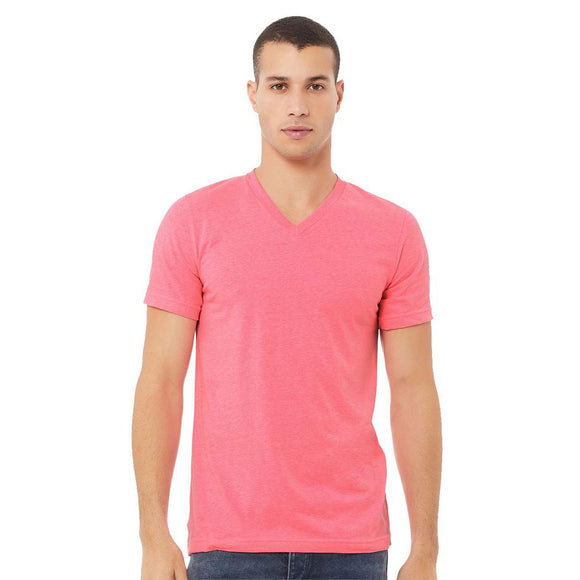 3005CVC BELLA + CANVAS Heather CVC V-Neck Tee Neon Pink