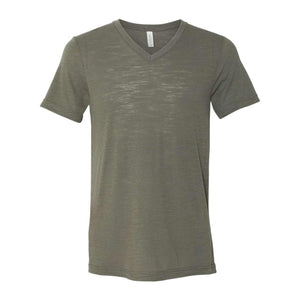 3655 BELLA + CANVAS Textured Jersey V-Neck Tee Olive Slub