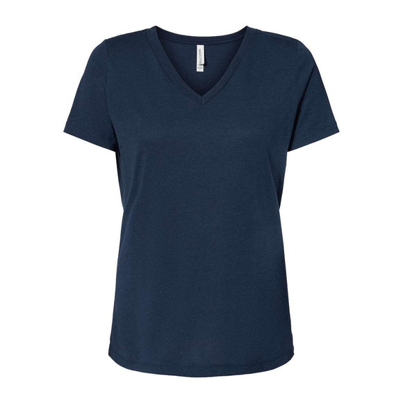 6415 BELLA + CANVAS Women's Relaxed Triblend Short Sleeve V-Neck Tee Solid Navy Triblend