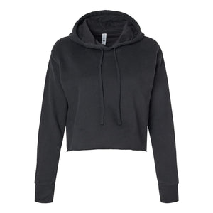 9384 Next Level Women's Laguna Sueded Raw Edge Crop Hoodie Black