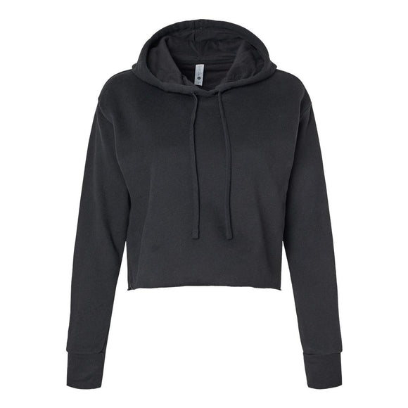 9384 Next Level Women's Laguna Sueded Raw Edge Crop Hoodie Black