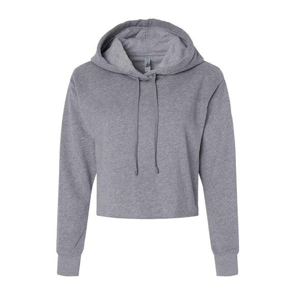 9384 Next Level Women's Laguna Sueded Raw Edge Crop Hoodie Heather Grey