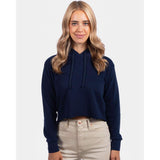 9384 Next Level Women's Laguna Sueded Raw Edge Crop Hoodie Midnight Navy