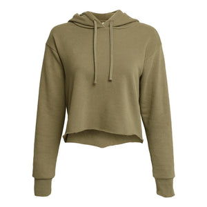 9384 Next Level Women's Laguna Sueded Raw Edge Crop Hoodie Military Green