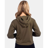 9384 Next Level Women's Laguna Sueded Raw Edge Crop Hoodie Military Green