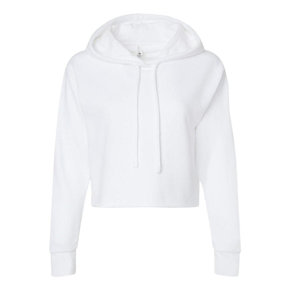 9384 Next Level Women's Laguna Sueded Raw Edge Crop Hoodie White