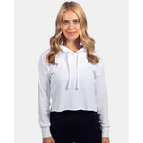 9384 Next Level Women's Laguna Sueded Raw Edge Crop Hoodie White