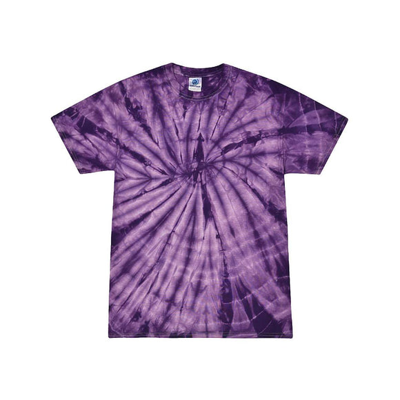 1000 Colortone Multi-Color Tie-Dyed T-Shirt Spider Purple