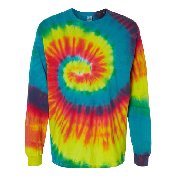 2000 Colortone Tie-Dyed Long Sleeve T-Shirt Reactive Rainbow