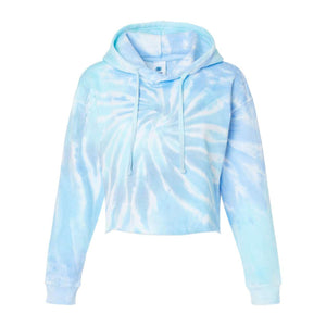 8333 Colortone Women's Tie-Dyed Crop Hooded Sweatshirt Lagoon