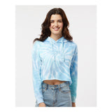 8333 Colortone Women's Tie-Dyed Crop Hooded Sweatshirt Lagoon