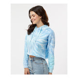 8333 Colortone Women's Tie-Dyed Crop Hooded Sweatshirt Lagoon