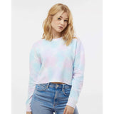 AFX24CRP Independent Trading Co. Women's Lightweight Crop Crew Pullover Tie Dye Cotton Candy