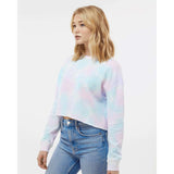 AFX24CRP Independent Trading Co. Women's Lightweight Crop Crew Pullover Tie Dye Cotton Candy