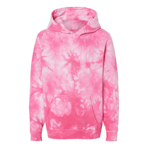 PRM1500TD Independent Trading Co. Youth Midweight Tie-Dye Hooded Pullover Tie Dye Pink