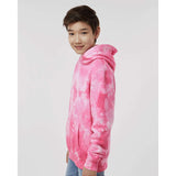 PRM1500TD Independent Trading Co. Youth Midweight Tie-Dye Hooded Pullover Tie Dye Pink