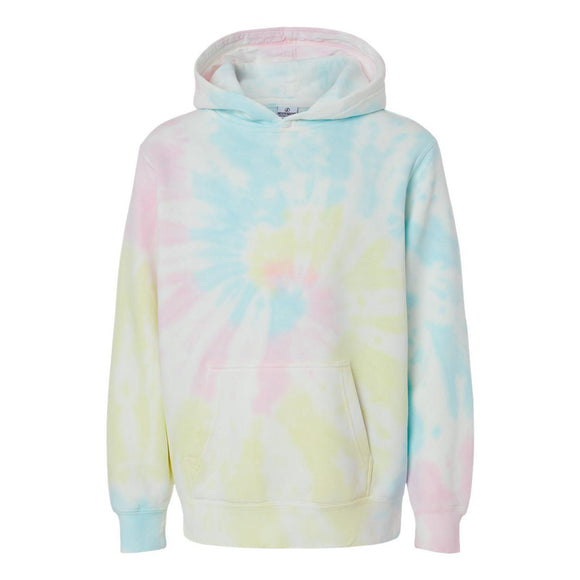 PRM1500TD Independent Trading Co. Youth Midweight Tie-Dye Hooded Pullover Tie Dye Sunset Swirl