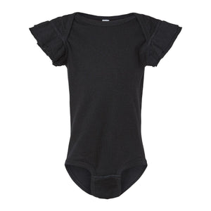 4439 Rabbit Skins Infant Flutter Sleeve Baby Rib Bodysuit Black