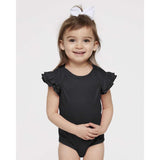 4439 Rabbit Skins Infant Flutter Sleeve Baby Rib Bodysuit Black