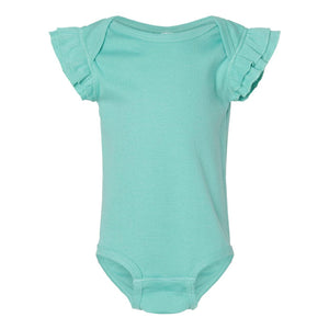 4439 Rabbit Skins Infant Flutter Sleeve Baby Rib Bodysuit Saltwater