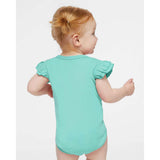 4439 Rabbit Skins Infant Flutter Sleeve Baby Rib Bodysuit Saltwater