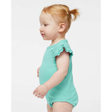 4439 Rabbit Skins Infant Flutter Sleeve Baby Rib Bodysuit Saltwater