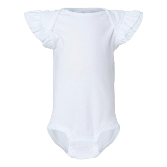 4439 Rabbit Skins Infant Flutter Sleeve Baby Rib Bodysuit White