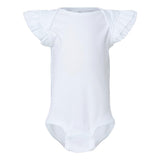 4439 Rabbit Skins Infant Flutter Sleeve Baby Rib Bodysuit White