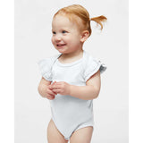 4439 Rabbit Skins Infant Flutter Sleeve Baby Rib Bodysuit White