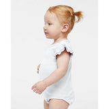 4439 Rabbit Skins Infant Flutter Sleeve Baby Rib Bodysuit White