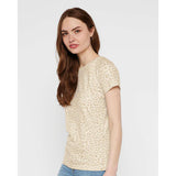 3516 LAT Women's Fine Jersey Tee Natural Leopard