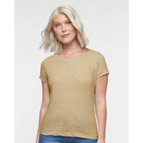 3591 LAT Women's Harborside Mélange V-Neck Tee Stone Melange