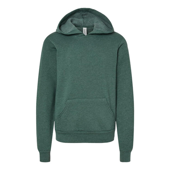 3719Y BELLA + CANVAS Youth Sponge Fleece Hoodie Heather Forest