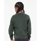 3901Y BELLA + CANVAS Youth Sponge Fleece Crewneck Sweatshirt Heather Forest