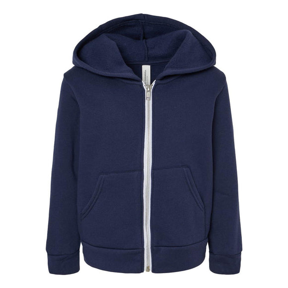 3739T BELLA + CANVAS Toddler Sponge Fleece Full-Zip Hoodie Navy