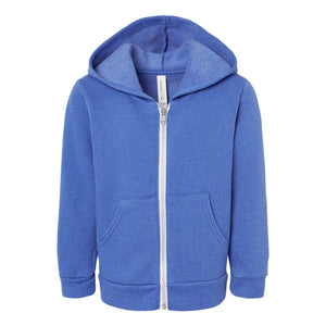 3739T BELLA + CANVAS Toddler Sponge Fleece Full-Zip Hoodie Heather True Royal