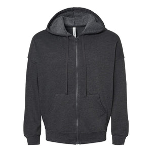 3759 BELLA + CANVAS Unisex Sponge Fleece DTM Full-Zip Hoodie Dark Grey Heather