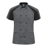 051W Chef Designs Women's Airflow Raglan Chef Coat Charcoal Heather/ Charcoal/ Black Mesh