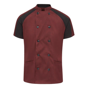 051W Chef Designs Women's Airflow Raglan Chef Coat Merlot Heather/ Black Mesh