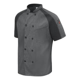 052M Chef Designs Airflow Raglan Chef Coat Charcoal Heather/ Charcoal/ Black Mesh